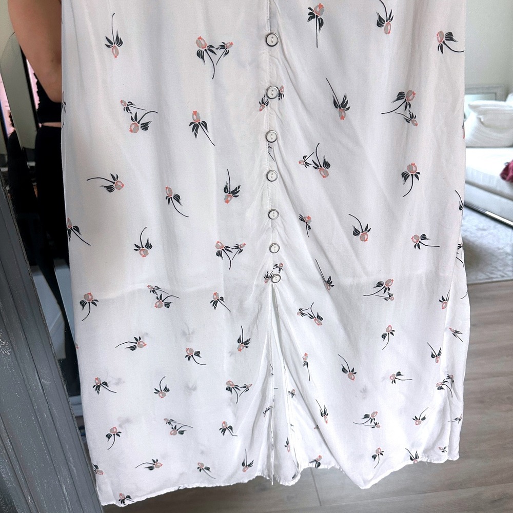 Urban Outfitters Melanie Floral Button Down Midi Dress Short Sleeve Tie Cuff M - Picture 8 of 14